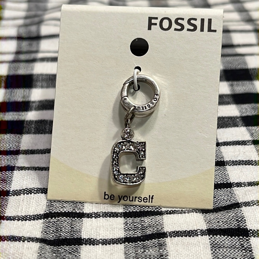Silver Fossil Charm Letter C (NWT)